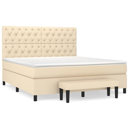 Giroletto a Molle con Materasso Crema 160x200 cm in Tessuto | homemem39