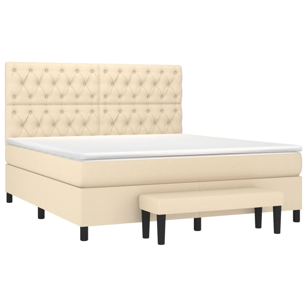 Giroletto a Molle con Materasso Crema 160x200 cm in Tessuto | homemem39