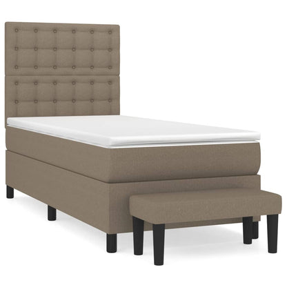 Spring bed frame with dove gray mattress 90x190 cm in fabric