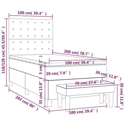 Giroletto a Molle con Materasso Grigio Chiaro100x200 cm Tessuto - homemem39