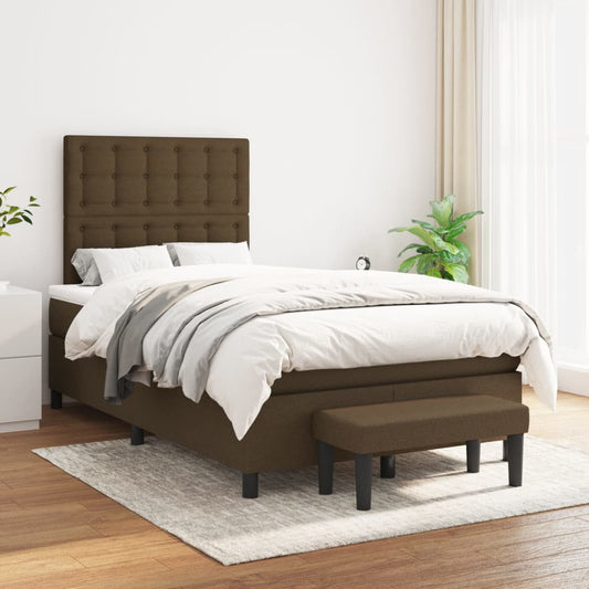 Giroletto a Molle con Materasso Marrone Scuro 120x200cm Tessuto | homemem39