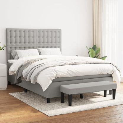 Giroletto a Molle con Materasso Grigio Chiaro 140x190cm Tessuto | homemem39