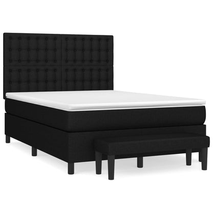 Spring bed frame with black mattress 140x190 cm in fabric