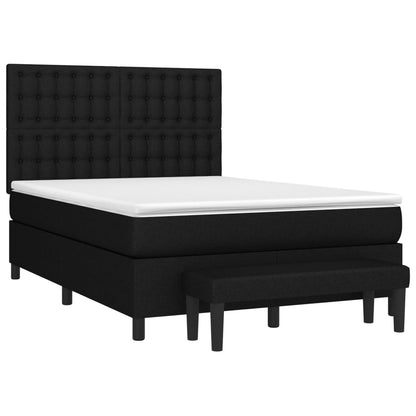 Spring bed frame with black mattress 140x190 cm in fabric