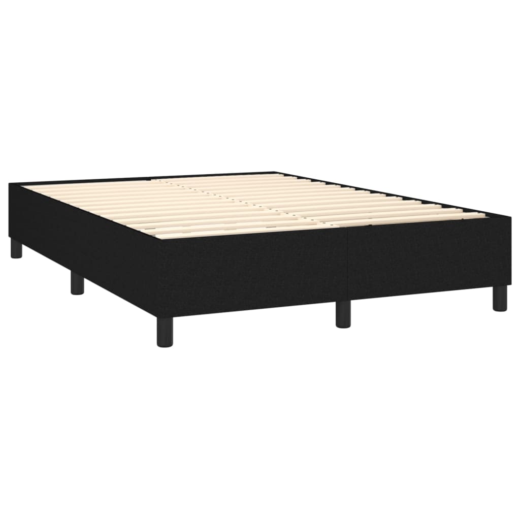 Spring bed frame with black mattress 140x190 cm in fabric