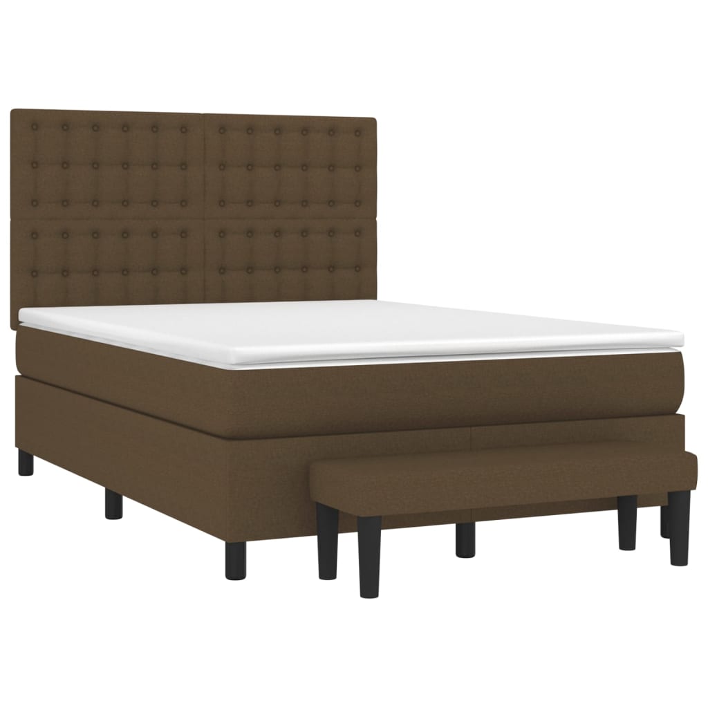 Giroletto a Molle con Materasso Marrone Scuro 140x190cm Tessuto | homemem39