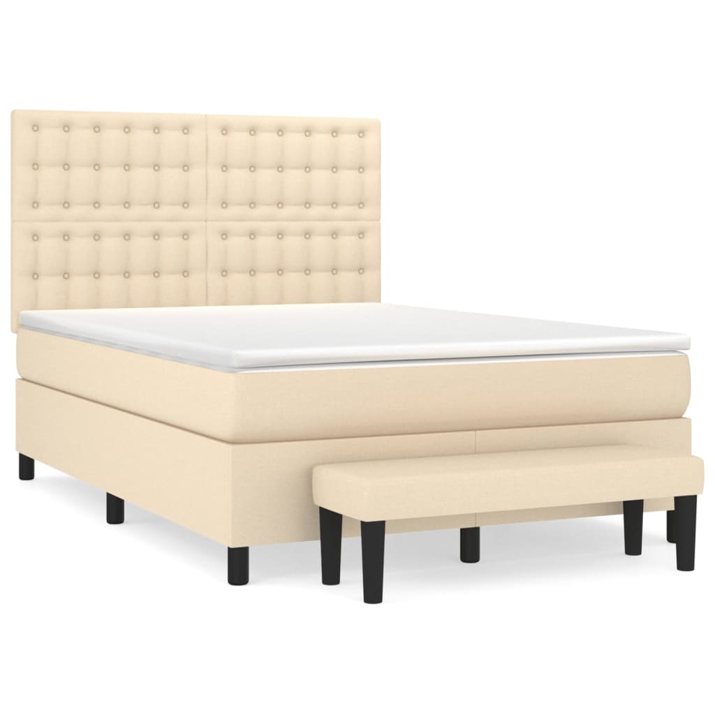 Giroletto a Molle con Materasso Crema 140x19 cm in Tessuto | homemem39