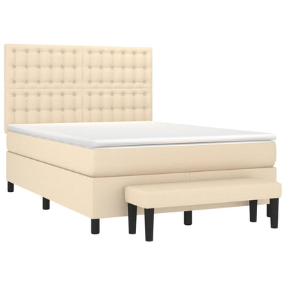 Giroletto a Molle con Materasso Crema 140x19 cm in Tessuto | homemem39
