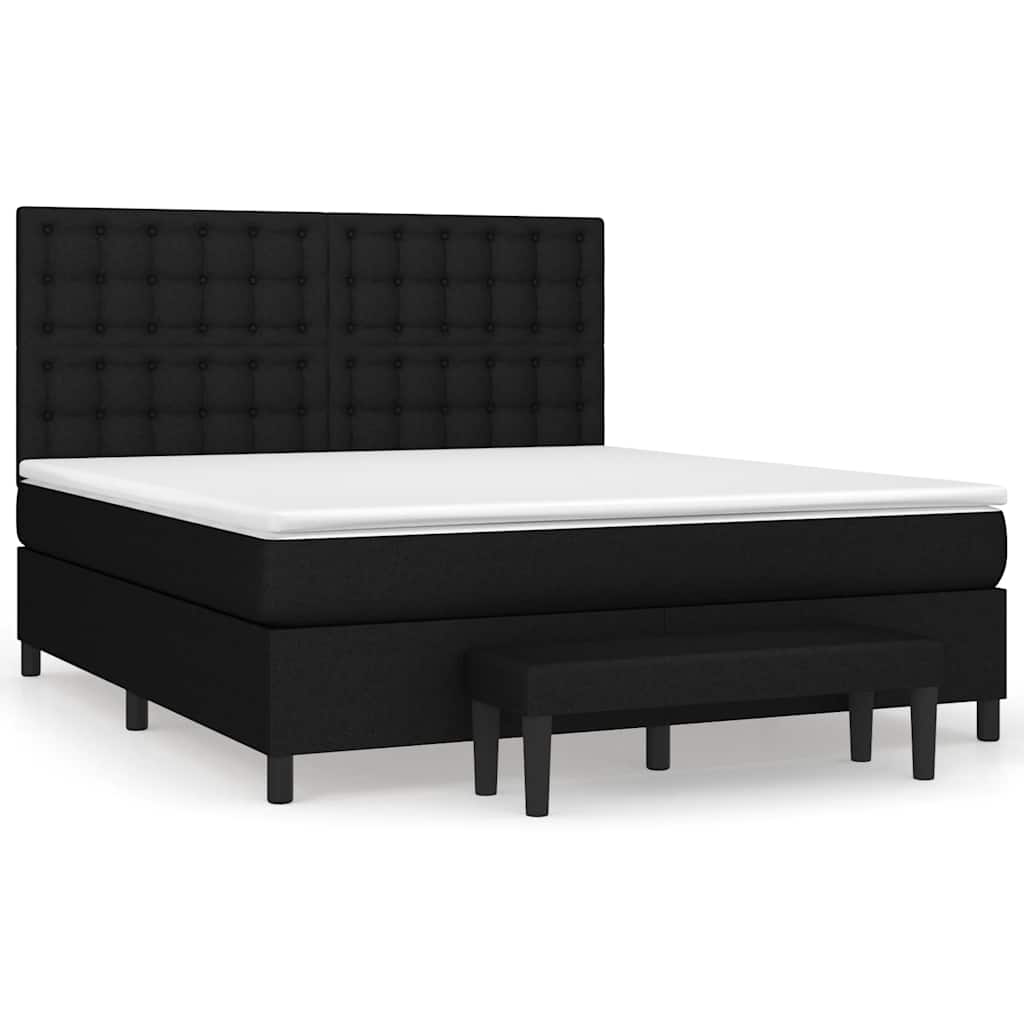 Giroletto a Molle con Materasso Nero 160x200 cm in Tessuto | homemem39