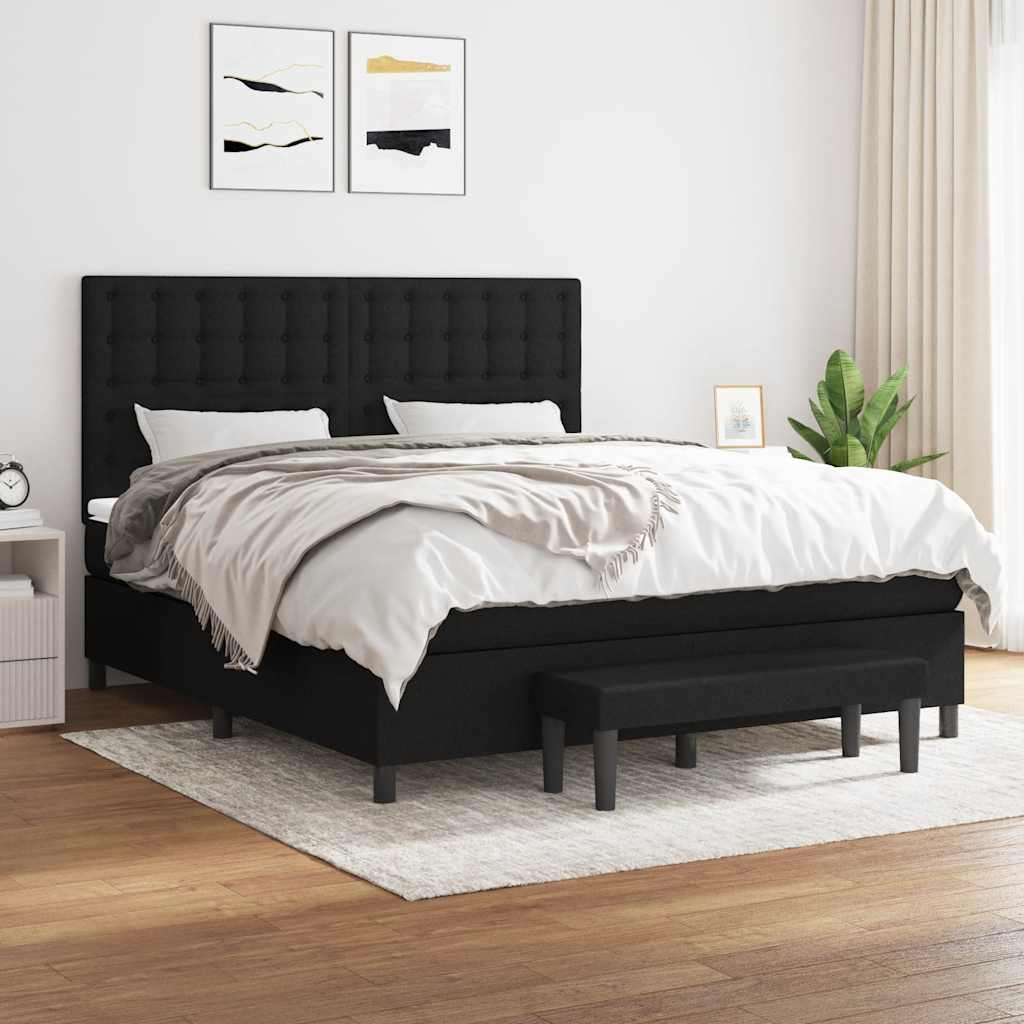 Giroletto a Molle con Materasso Nero 160x200 cm in Tessuto | homemem39