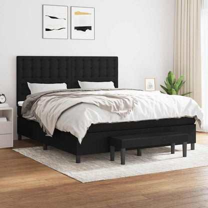 Giroletto a Molle con Materasso Nero 160x200 cm in Tessuto