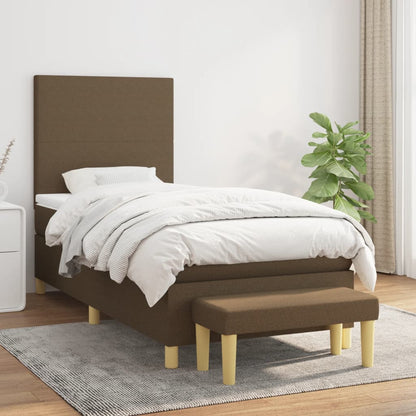 Giroletto a Molle con Materasso Marrone Scuro 90x190cm Tessuto