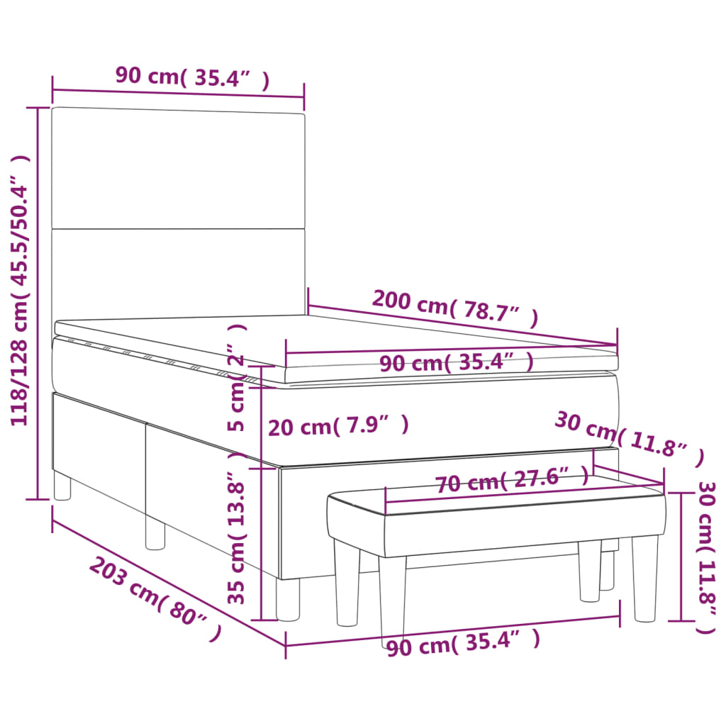 Giroletto a Molle con Materasso Blu 90x200 cm inTessuto - homemem39