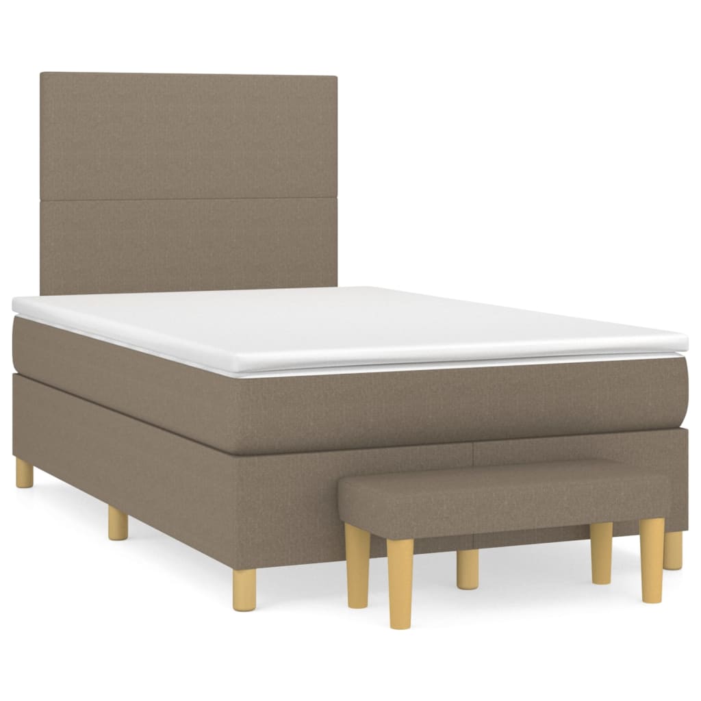 Spring bed frame with dove gray mattress 120x200 cm in fabric