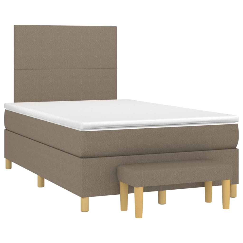 Spring bed frame with dove gray mattress 120x200 cm in fabric