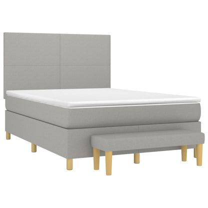 Giroletto a Molle con Materasso Grigio Chiaro 140x190cm Tessuto | homemem39