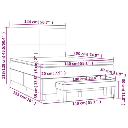 Giroletto a Molle con Materasso Grigio Chiaro 140x190cm Tessuto | homemem39