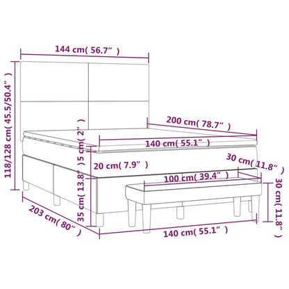 Giroletto a Molle con Materasso Grigio Chiaro 140x200cm Tessuto