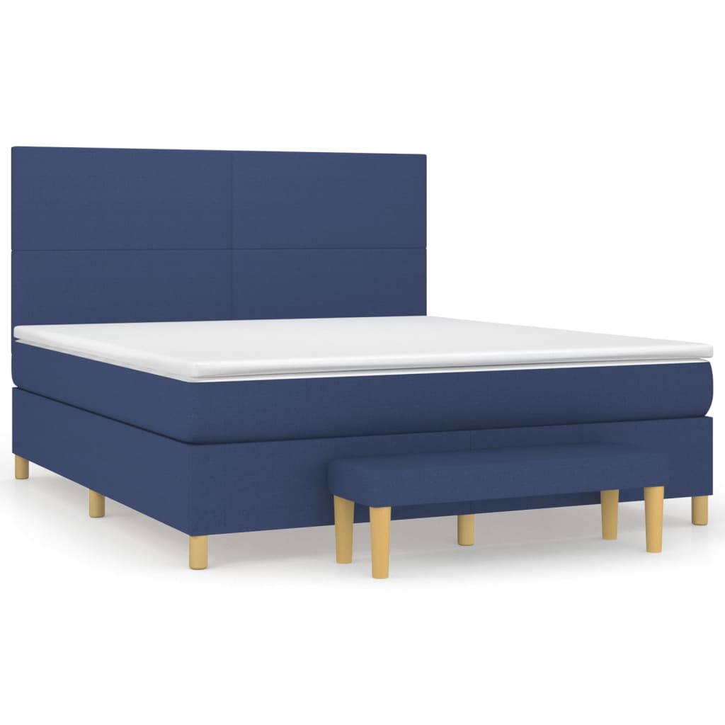 Spring bed frame with blue mattress 160x200 cm in fabric