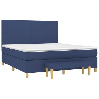 Spring bed frame with blue mattress 160x200 cm in fabric