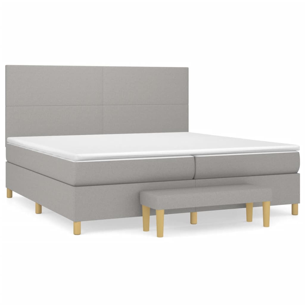 Giroletto a Molle con Materasso Grigio Chiaro 200x200cm Tessuto