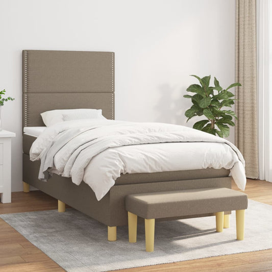 Spring bed frame with dove gray mattress 80x200 cm in fabric