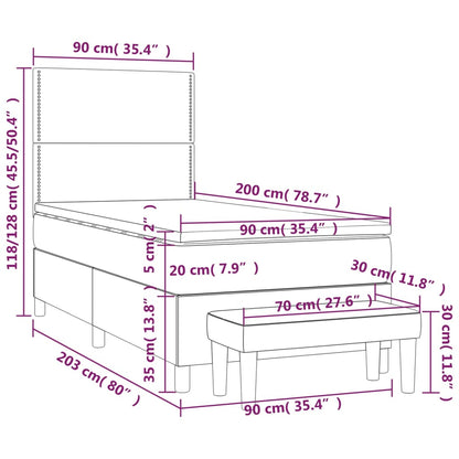 Federbettgestell mit schwarzer Matratze 90x200 cm aus Stoff