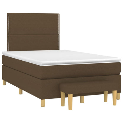 Spring Bed Frame with Dark Brown Mattress 120x200cm Fabric