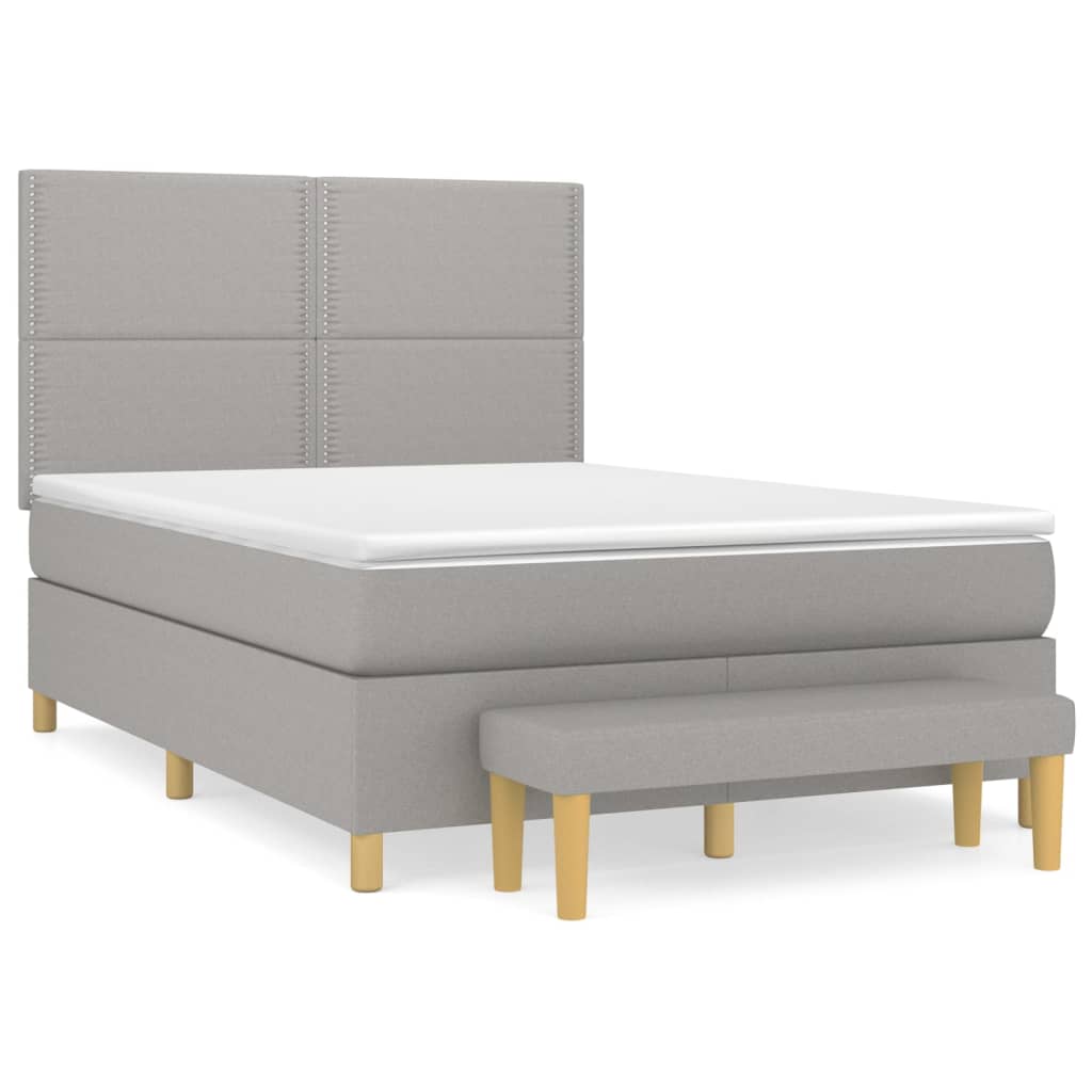 Giroletto a Molle con Materasso Grigio Chiaro 140x190cm Tessuto | homemem39