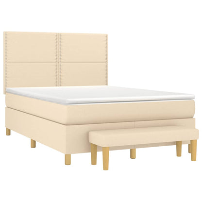 Giroletto a Molle con Materasso Crema 140x19 cm in Tessuto
