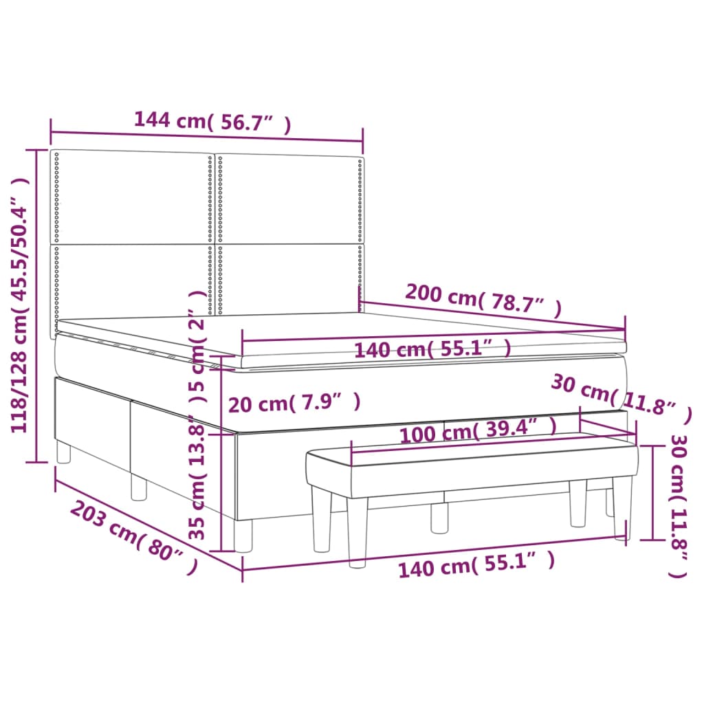 Giroletto a Molle con Materasso Tortora 140x200 cm in Tessuto