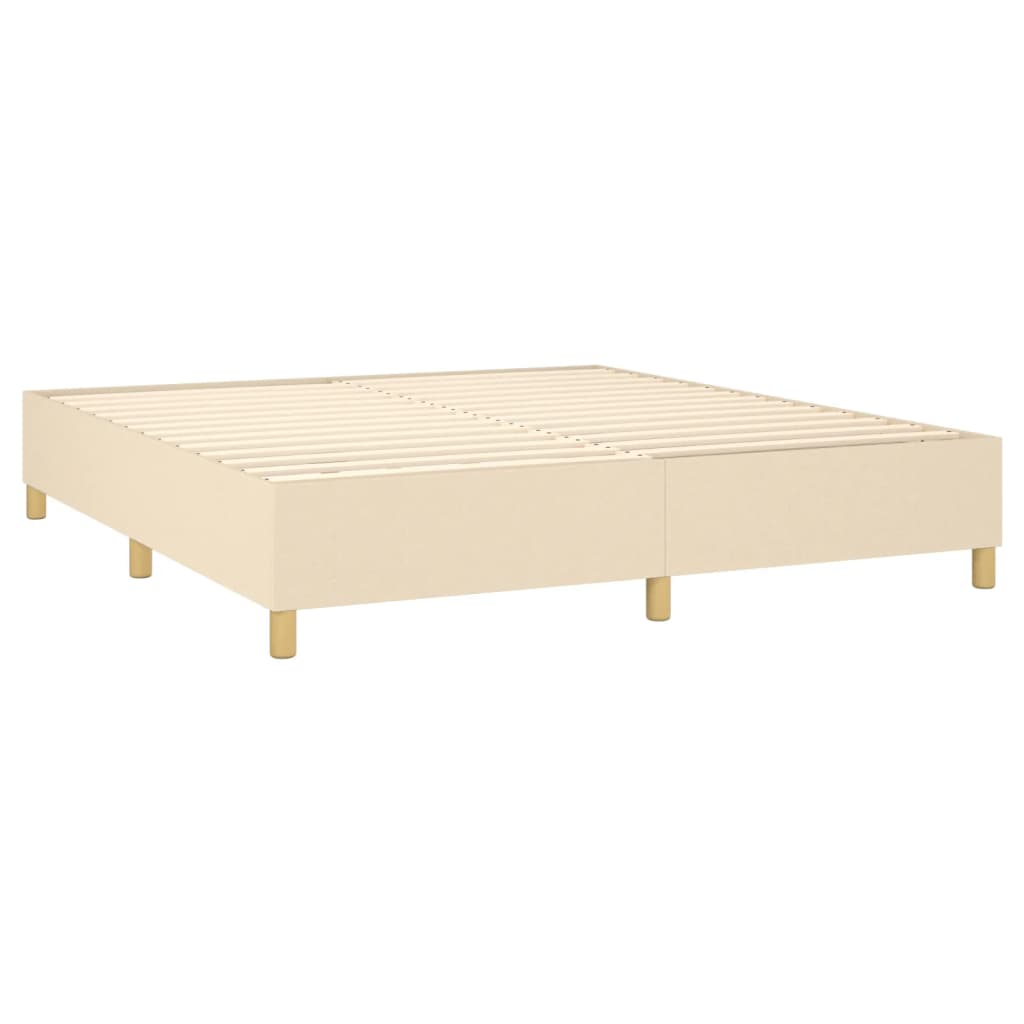 Spring bed frame with cream mattress 160x200 cm in fabric