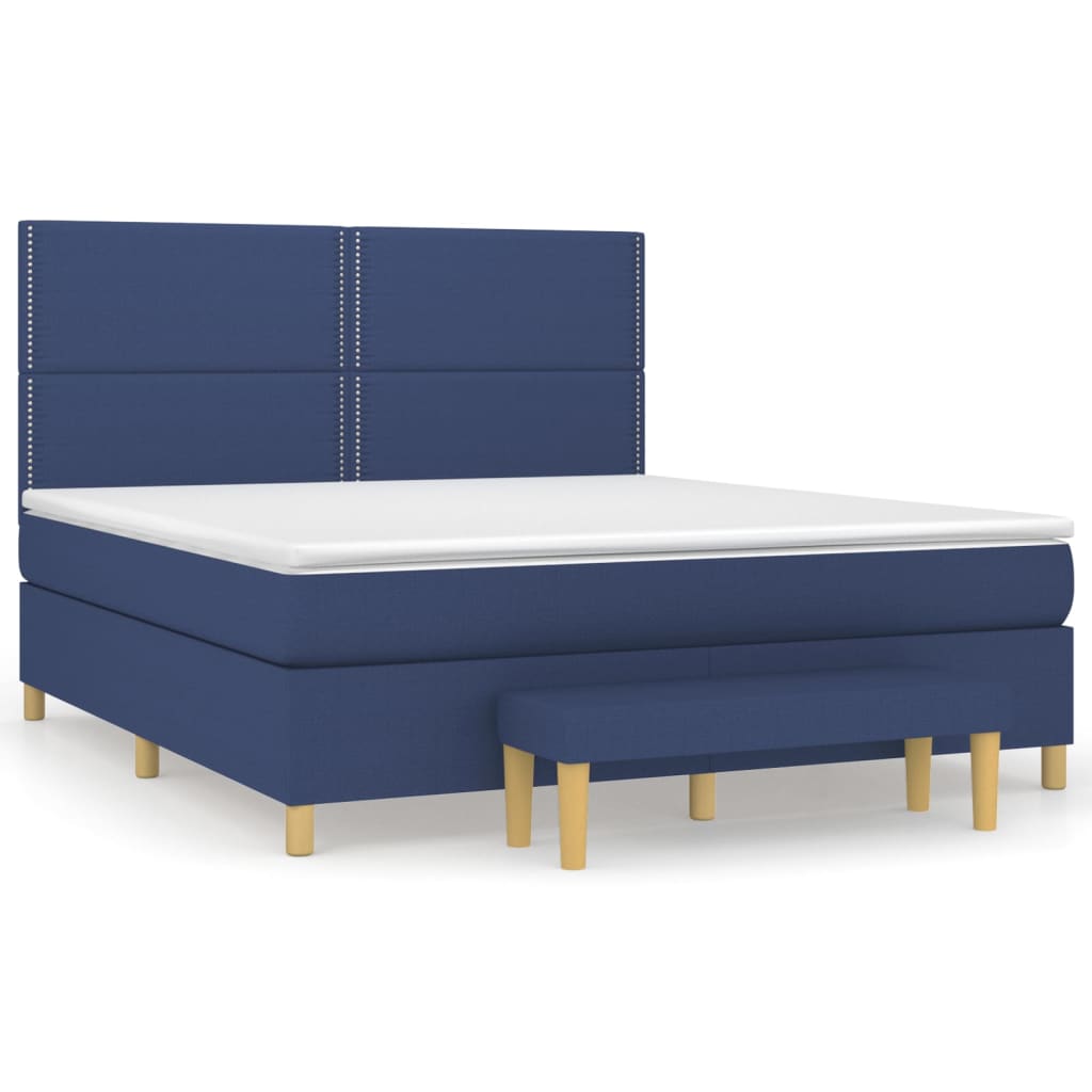 Spring bed frame with blue mattress 180x200 cm in fabric