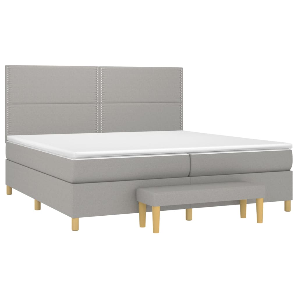 Giroletto a Molle con Materasso Grigio Chiaro 200x200cm Tessuto