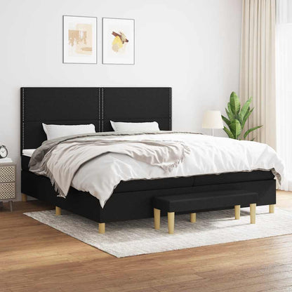 Giroletto a Molle con Materasso Nero 200x200 cm in Tessuto