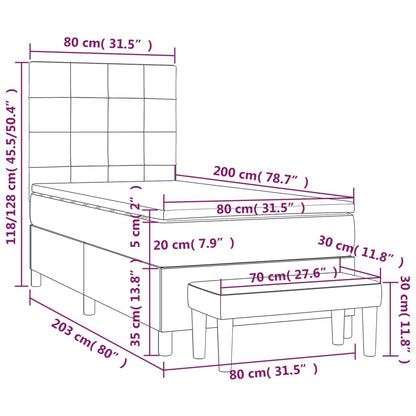 Giroletto a Molle con Materasso Marrone Scuro 80x200 cm Tessuto