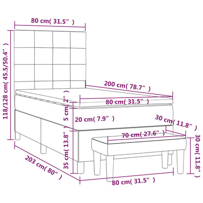 Giroletto a Molle con Materasso Tortora 80x200 cm inTessuto