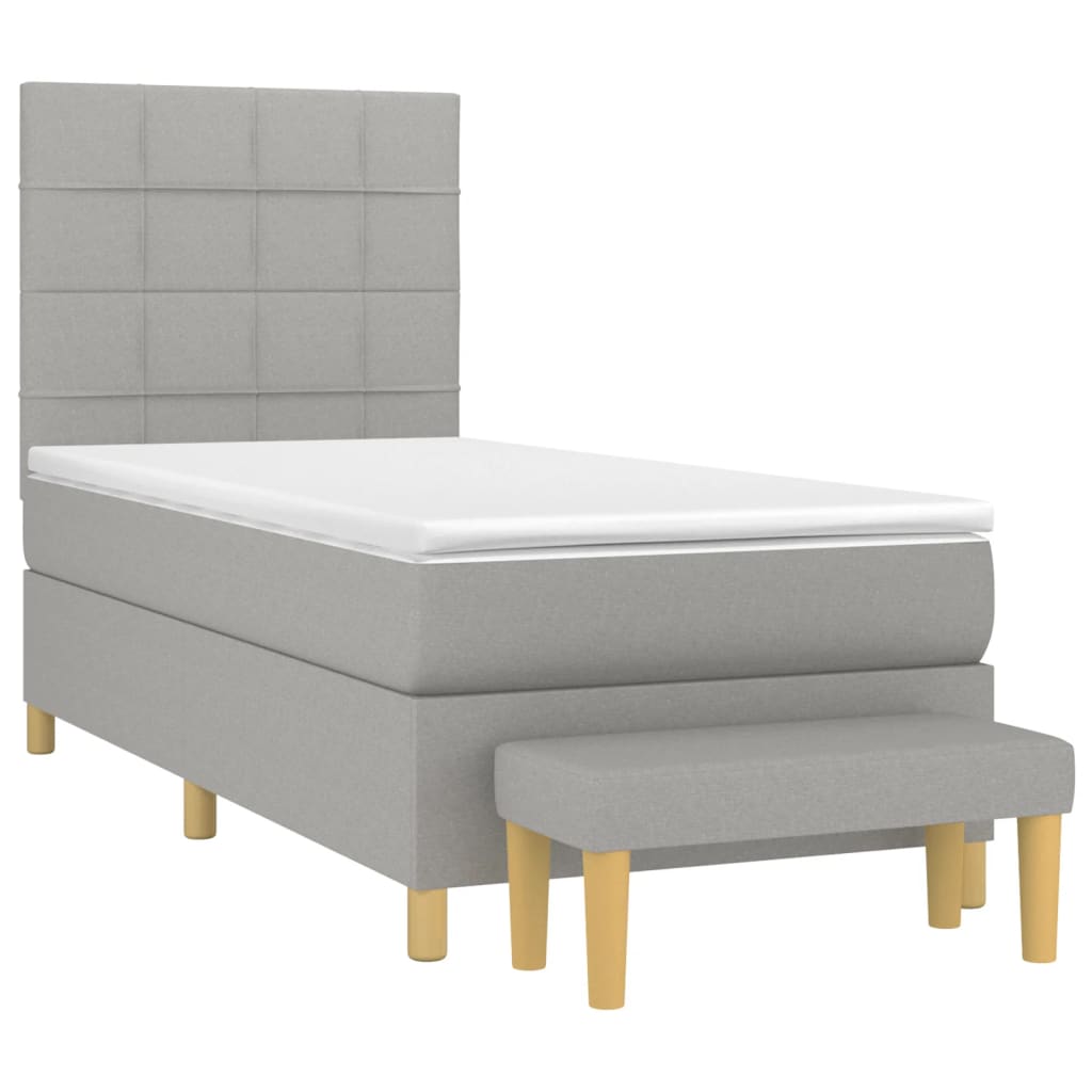 Giroletto a Molle con Materasso Grigio Chiaro 90x190 cm Tessuto