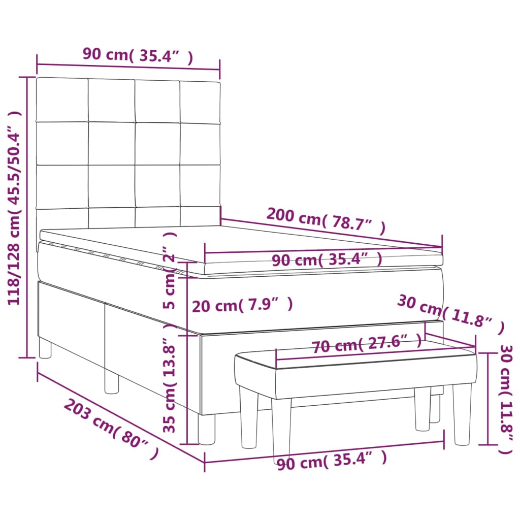 Giroletto a Molle con Materasso Tortora 90x200 cm inTessuto