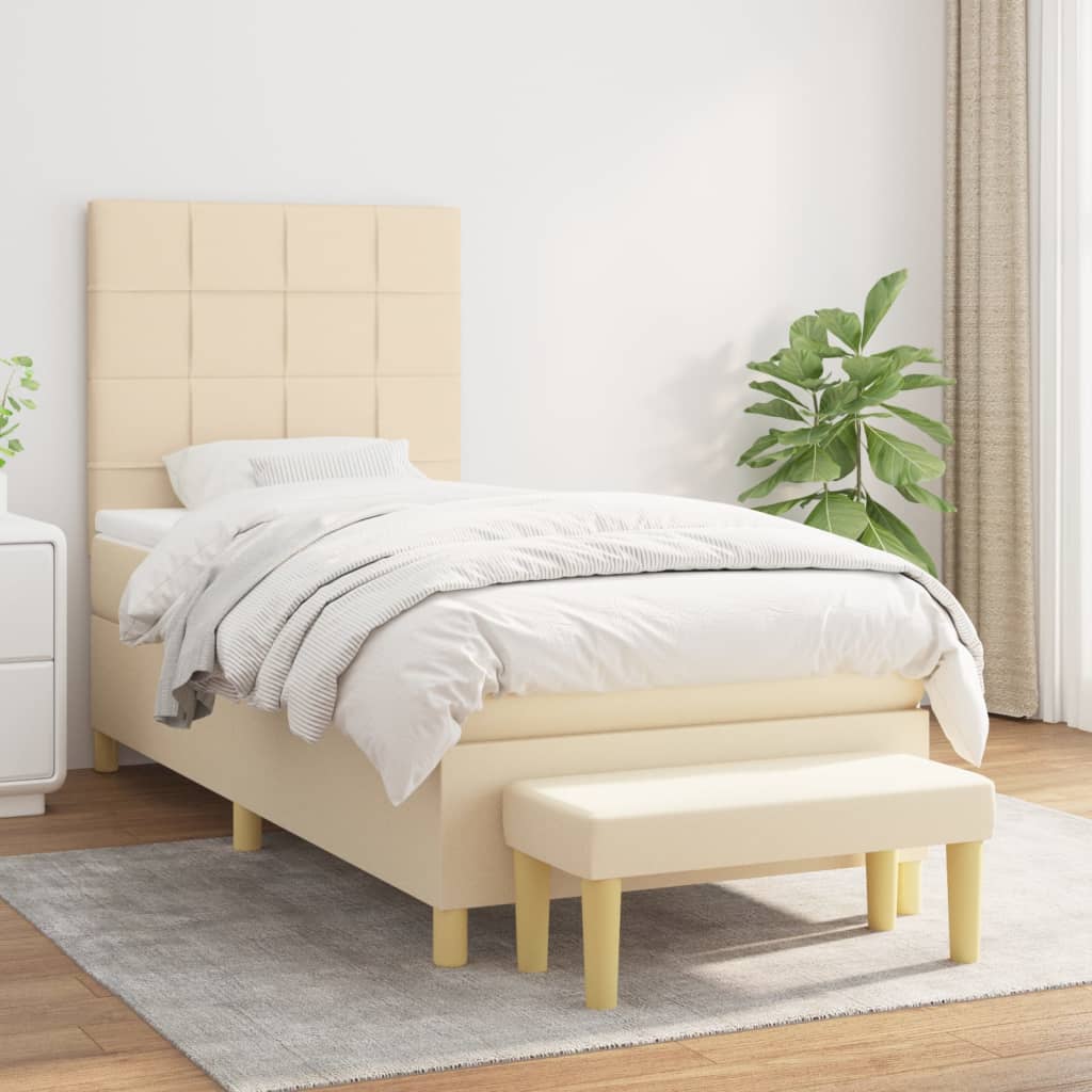 Giroletto a Molle con Materasso Crema 90x200 cm inTessuto