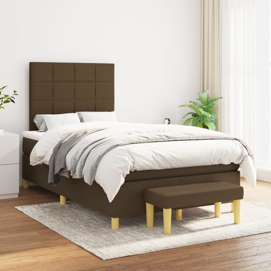 Giroletto a Molle con Materasso Marrone Scuro 120x200cm Tessuto | homemem39