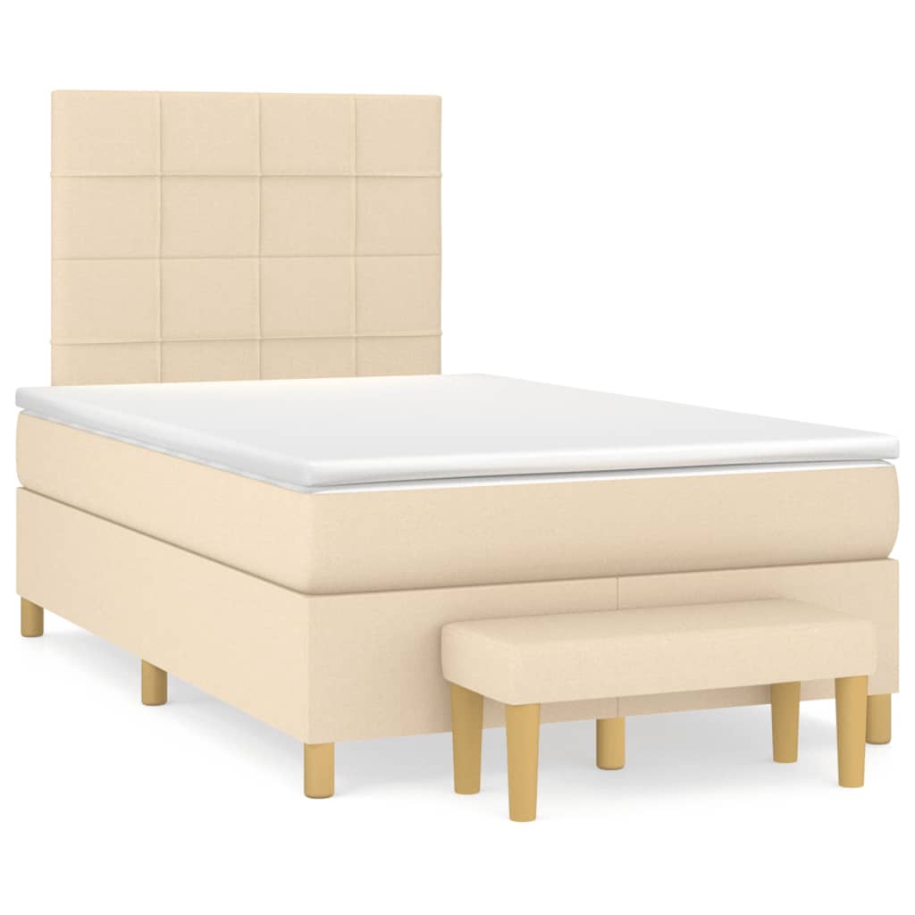 Giroletto a Molle con Materasso Crema 120x200 cm in Tessuto