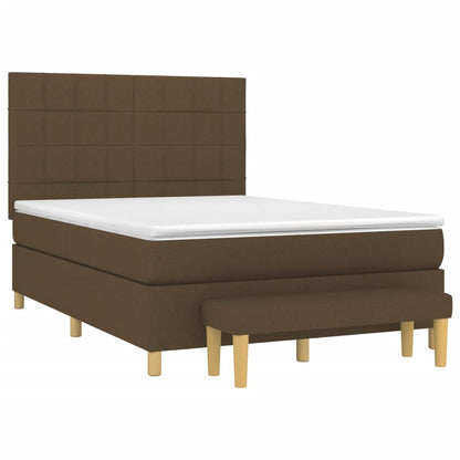 Giroletto a Molle con Materasso Marrone Scuro 140x190cm Tessuto | homemem39