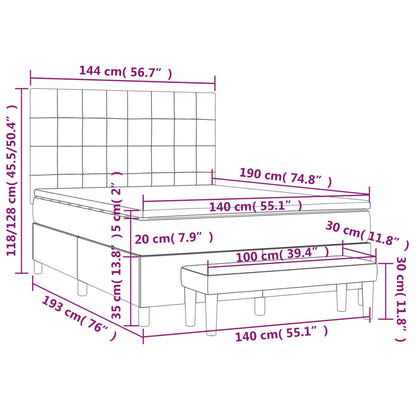 Giroletto a Molle con Materasso Tortora 140x190 cm in Tessuto