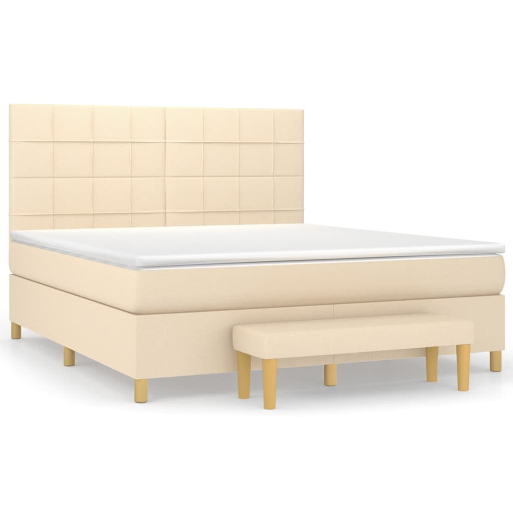 Giroletto a Molle con Materasso Crema 160x200 cm in Tessuto