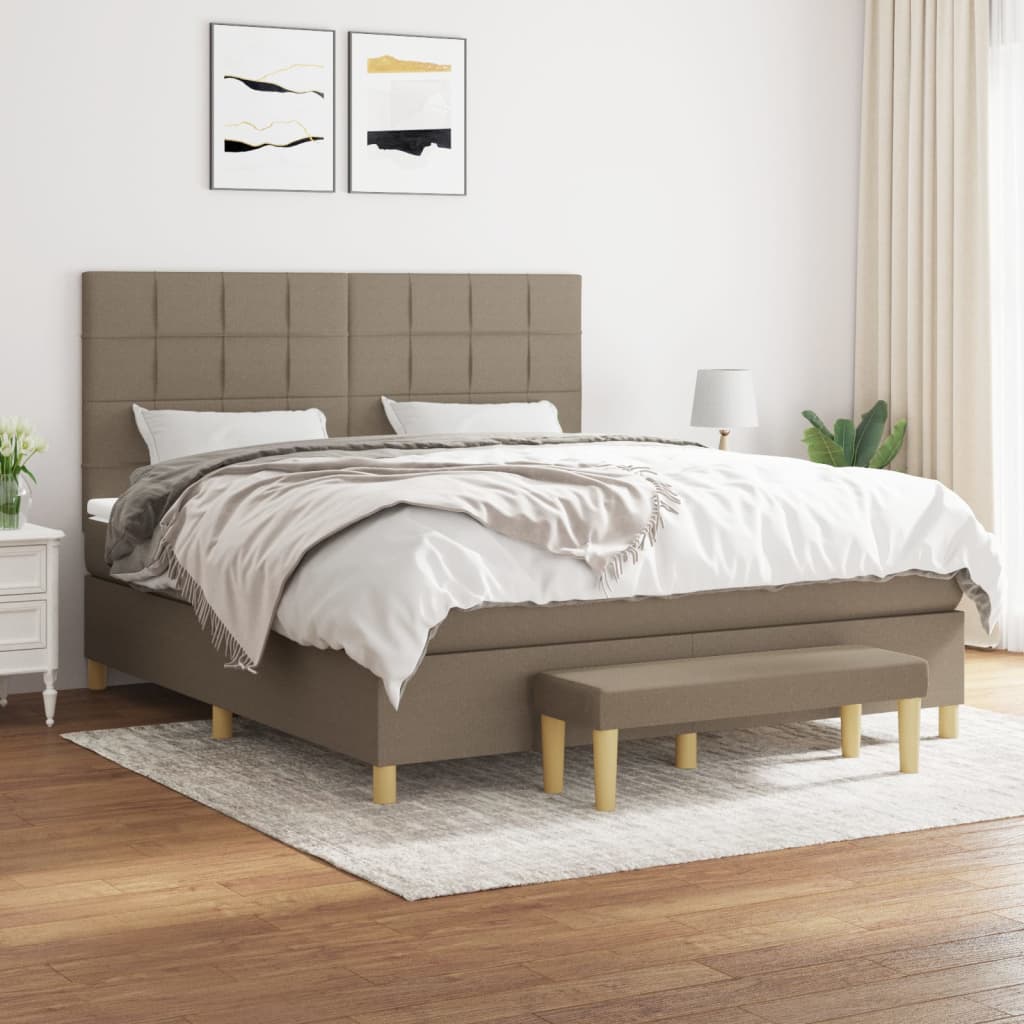 Giroletto a Molle con Materasso Tortora 180x200 cm in Tessuto | homemem39