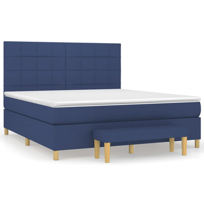 Spring bed frame with blue mattress 180x200 cm in fabric