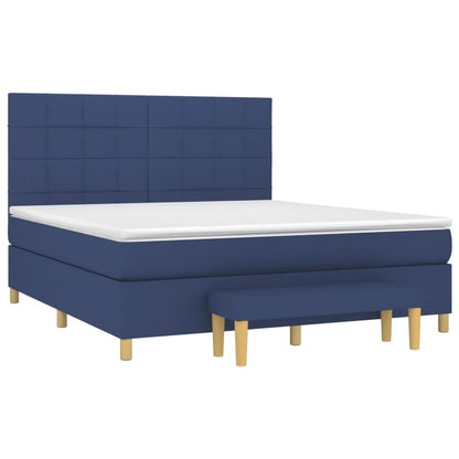 Spring bed frame with blue mattress 180x200 cm in fabric