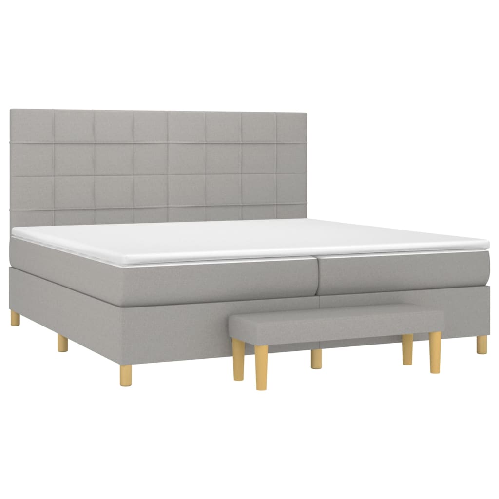 Giroletto a Molle con Materasso Grigio Chiaro 200x200cm Tessuto