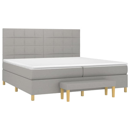 Giroletto a Molle con Materasso Grigio Chiaro 200x200cm Tessuto